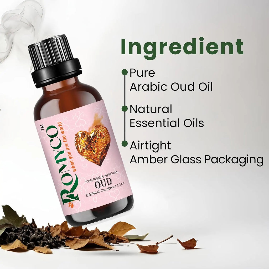 Romyco White Oud Essential Oil (Arabic White) for Use in Diffuser | Long-Lasting Luxury Perfume, Cologne, Scent for Men & Women | Alcohol-Free | Pure Natural & Undiluted