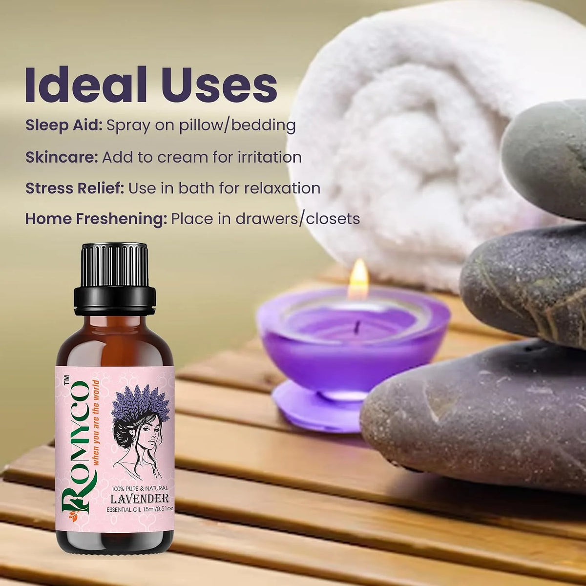 Romyco Lavender Essential Oil for Long Thick Strong Hair | Soothing Relaxation, Stress Relief & Sleep Support | Shiny Bouncy Hair | Aromatherapy & Diffuser Oil | Pure Natural Undiluted Therapeutic Grade Visit the ROMYCO Store