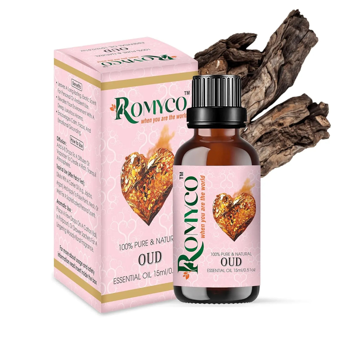 Romyco White Oud Essential Oil (Arabic White) for Use in Diffuser | Long-Lasting Luxury Perfume, Cologne, Scent for Men & Women | Alcohol-Free | Pure Natural & Undiluted