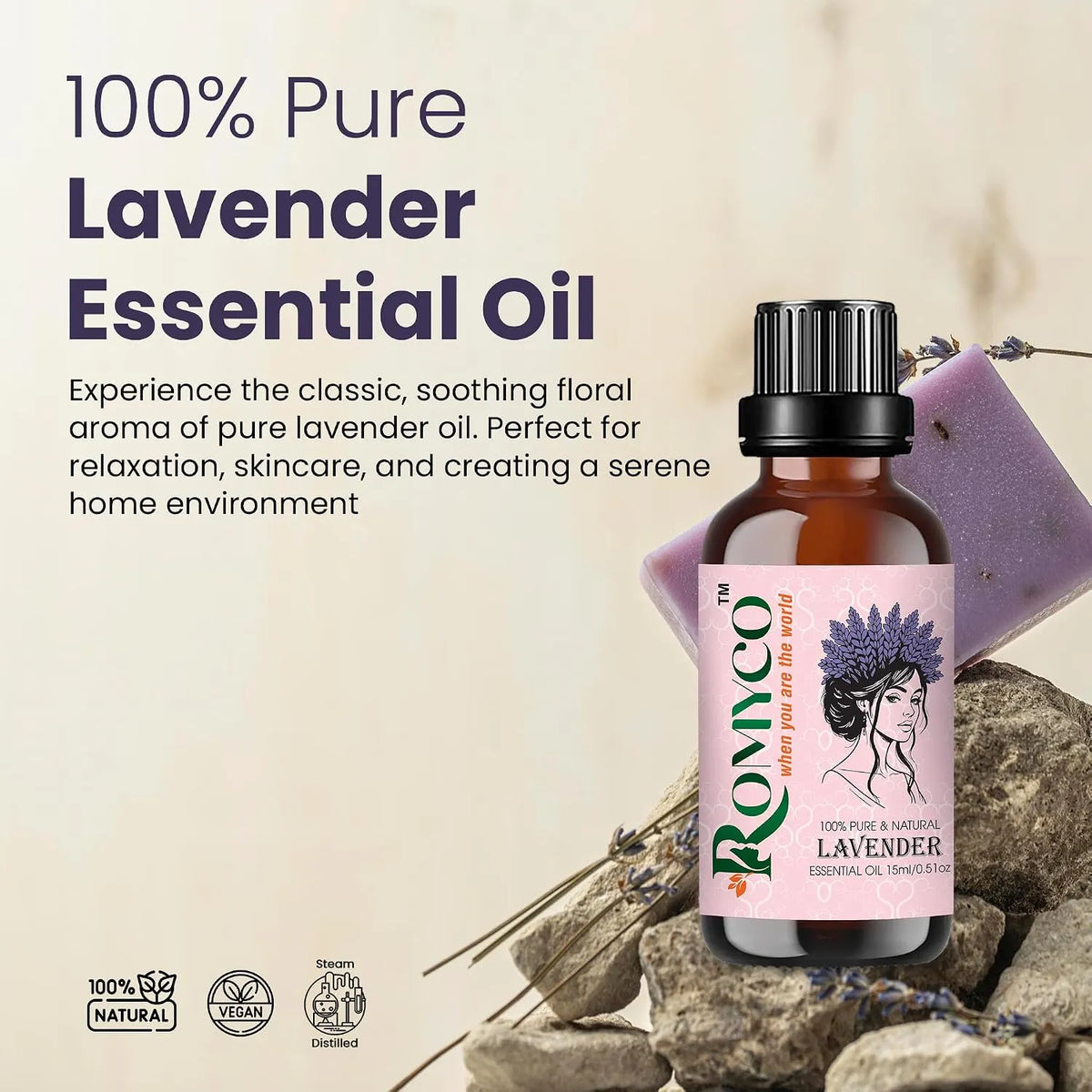 Romyco Lavender Essential Oil for Long Thick Strong Hair | Soothing Relaxation, Stress Relief & Sleep Support | Shiny Bouncy Hair | Aromatherapy & Diffuser Oil | Pure Natural Undiluted Therapeutic Grade Visit the ROMYCO Store