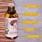 Romyco Sandalwood Essential Oil (Chandan Oil) for Puja Meditation Relaxation | Skin Care & Massage | Use in Diffuser Aromatherapy | Pure Premium Natural Undiluted