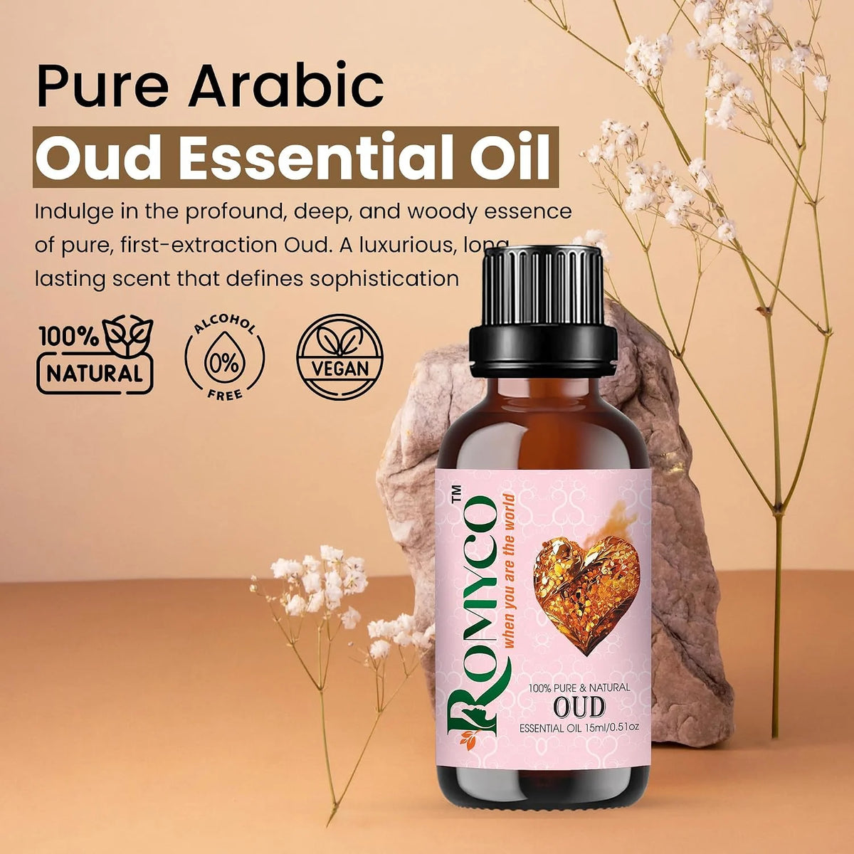 Romyco White Oud Essential Oil (Arabic White) for Use in Diffuser | Long-Lasting Luxury Perfume, Cologne, Scent for Men & Women | Alcohol-Free | Pure Natural & Undiluted