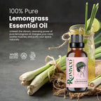Romyco Lemongrass Essential Oil  for Nourishing Hair | Skin Face Moisturiser | Insect Repellent | Use in Diffuser | Pure Natural Premium & Undiluted