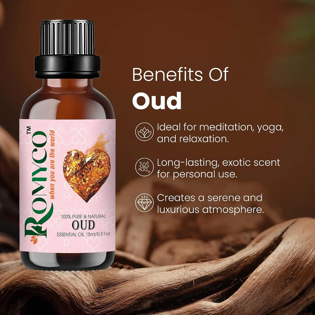 Romyco White Oud Essential Oil (Arabic White) for Use in Diffuser | Long-Lasting Luxury Perfume, Cologne, Scent for Men & Women | Alcohol-Free | Pure Natural & Undiluted