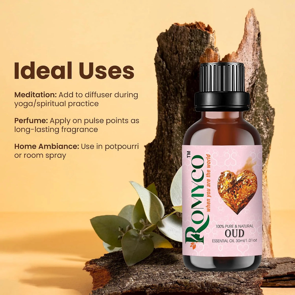 Romyco White Oud Essential Oil (Arabic White) for Use in Diffuser | Long-Lasting Luxury Perfume, Cologne, Scent for Men & Women | Alcohol-Free | Pure Natural & Undiluted