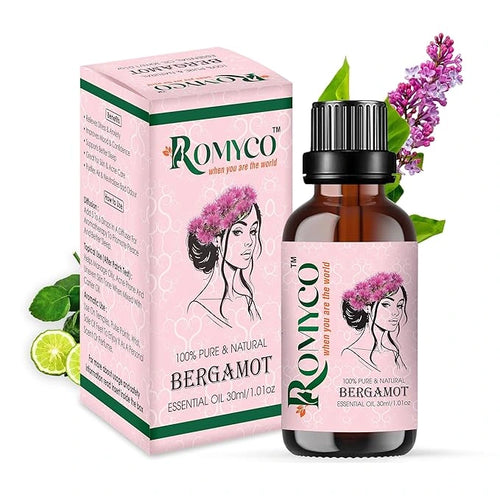 Romyco Bergamot Essential Oil ml for Stress Relief, Mood Uplift, Relaxation, Massage & Self-Care | Citrus Aromatherapy, Diffuser | Premium Natural Undiluted