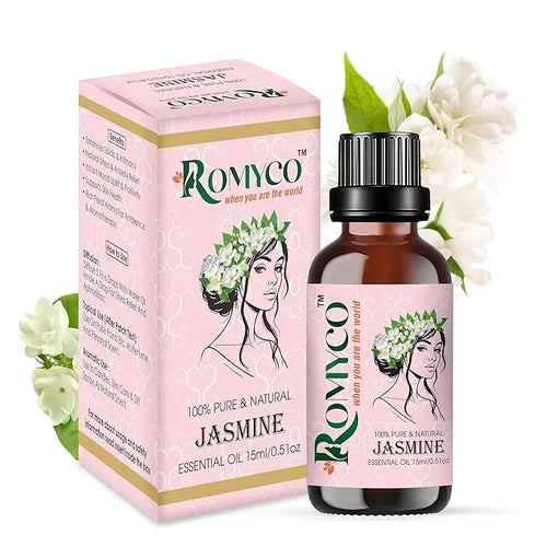 Romyco Jasmine Essential Oil (Chameli Essential Oil) for Relaxation Massage | Skin Care Hair Care | Wellness Rituals Puja Soap Making | Use In Diffuser | Pure Premium Natural Undiluted