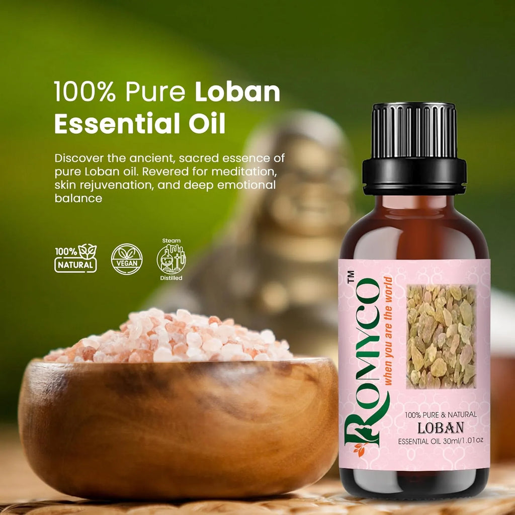 Romyco Loban Essential Oil  (Frankincense) for Glowing Rejuvenated Skin | Ideal For Meditation Prayer Positivity Rituals in Diffuser | Anxiety Relief | Pure Premium Natural & Undiluted