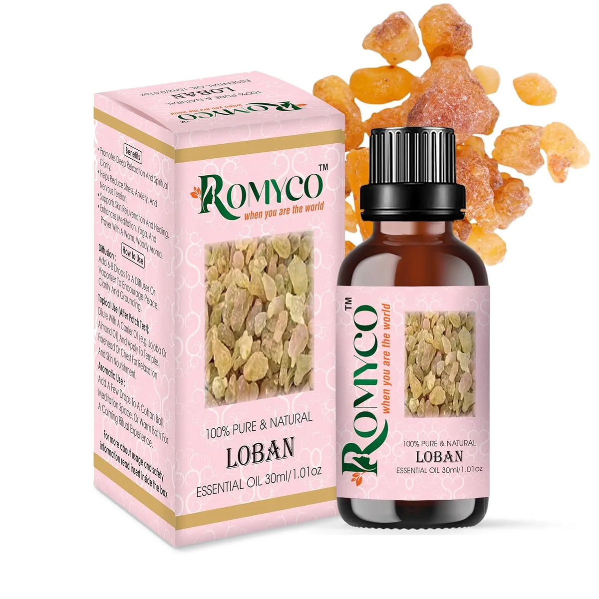 Romyco Loban Essential Oil  (Frankincense) for Glowing Rejuvenated Skin | Ideal For Meditation Prayer Positivity Rituals in Diffuser | Anxiety Relief | Pure Premium Natural & Undiluted