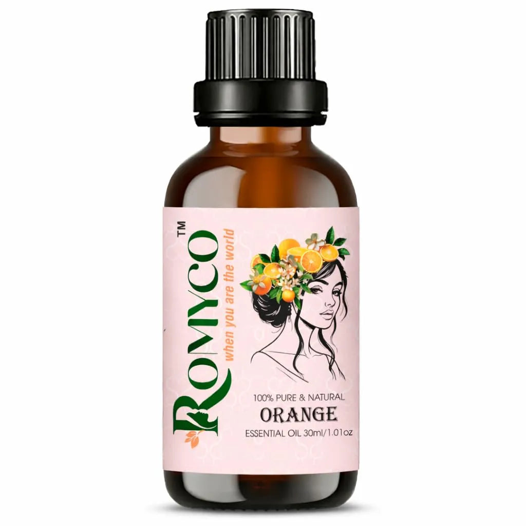 Romyco Sweet Orange Essential Oil for Skin Care, Mood Uplift | Fresh Citrus Aroma | Aromatherapy, Use in Diffuser | Pure, Natural & Undiluted