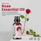 Romyco Rose Essential Oil (Gulab) for Romance, Luxury | Hydrated Skin Care | Natural Perfume & Meditation | Aromatherapy & Diffuser Oil | Men & Women | Pure Natural Organic & Undiluted