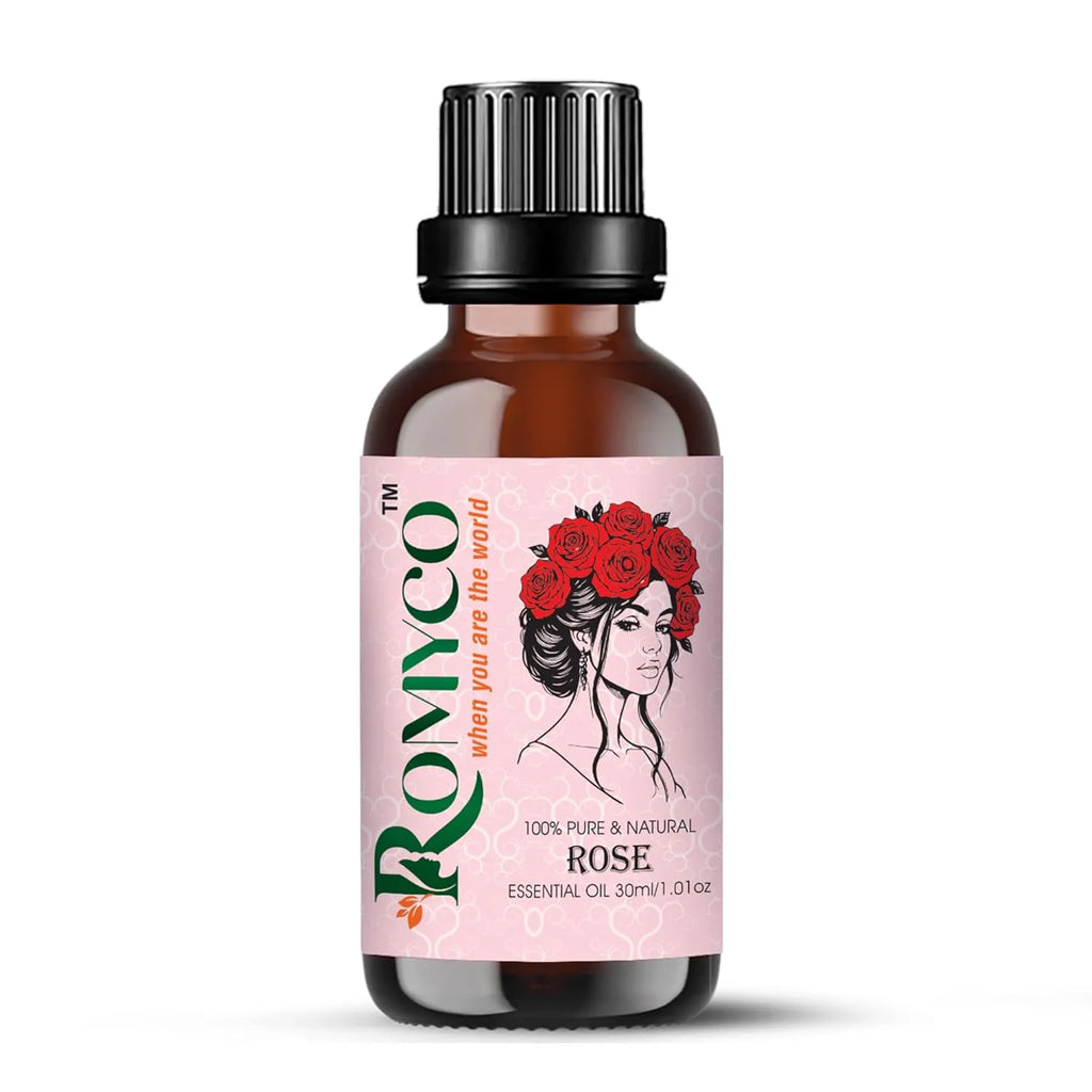 Romyco Rose Essential Oil (Gulab) for Romance, Luxury | Hydrated Skin Care | Natural Perfume & Meditation | Aromatherapy & Diffuser Oil | Men & Women | Pure Natural Organic & Undiluted