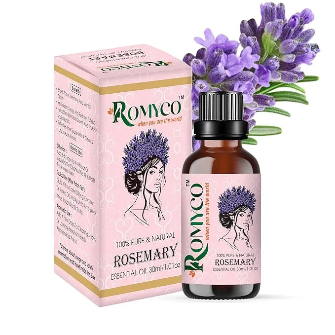 Romyco Rosemary Essential Oil for Hair Growth & Scalp Care | Skin Care | 100% Pure Natural Undiluted Steam Distilled | Therapeutic Grade | Aromatherapy Diffuser