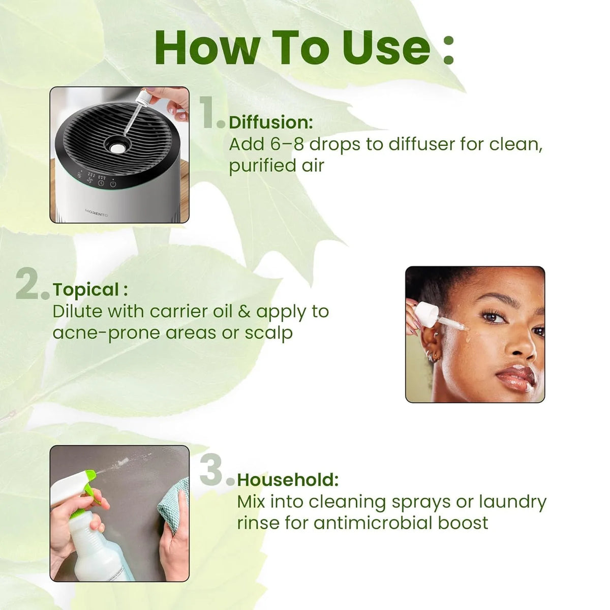 Romyco Tea Tree Essential Oil | Acne, Skin Care & Itchy Scalp Relief | Antibacterial | Diffuser & Aromatherapy | Pure Premium & Undiluted