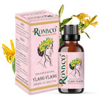 Romyco Ylang Ylang Essential Oil for Strong Hair Roots & SkinCare, glowing | Emotional Balance Intimacy & Luxury Exotic Floral Aroma | Use In Diffuser | Pure Premium Natural Undliluted