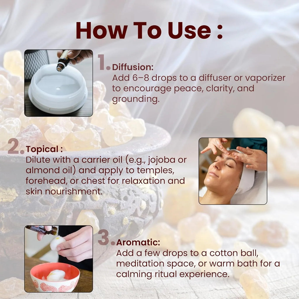Romyco Loban Essential Oil  (Frankincense) for Glowing Rejuvenated Skin | Ideal For Meditation Prayer Positivity Rituals in Diffuser | Anxiety Relief | Pure Premium Natural & Undiluted