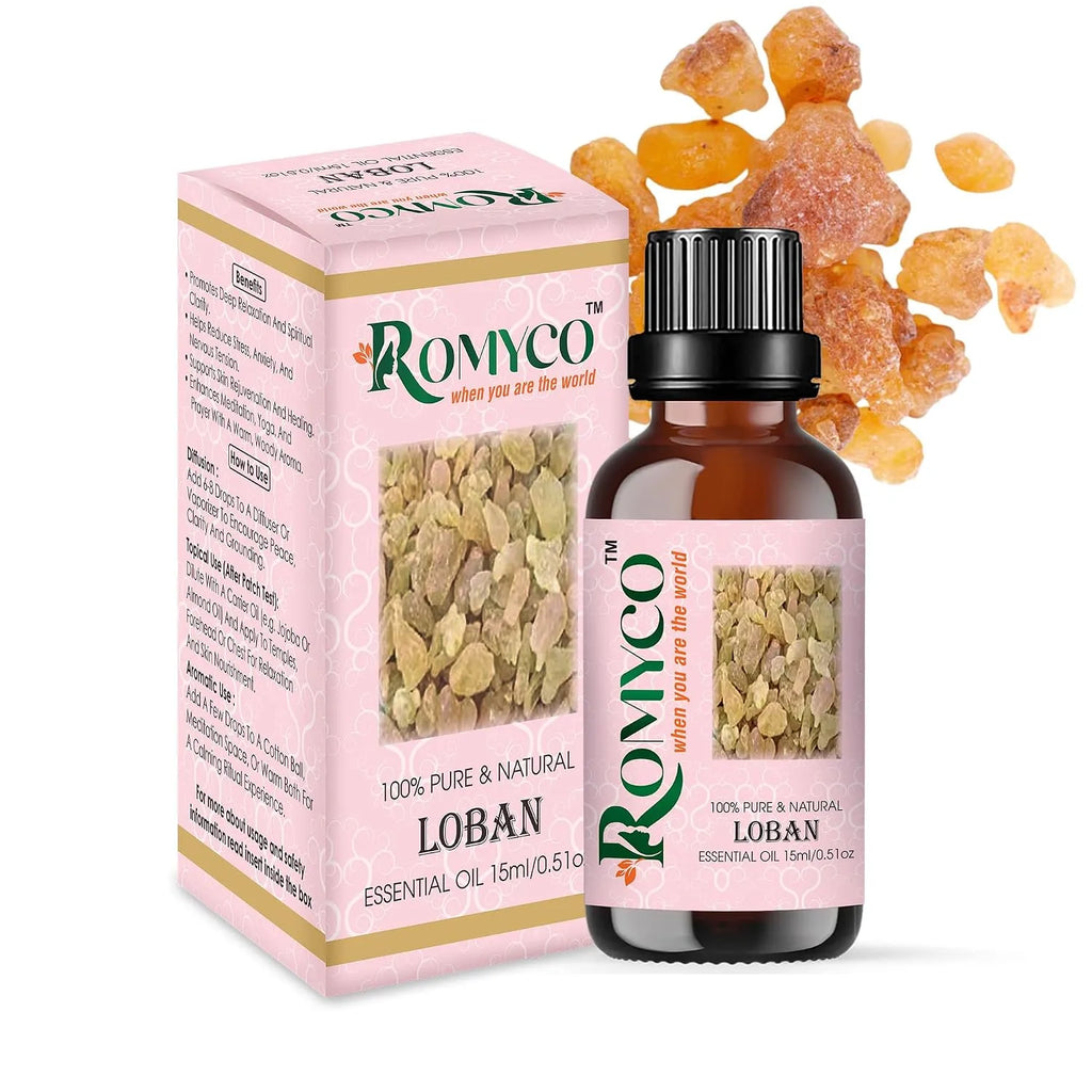 Romyco Loban Essential Oil  (Frankincense) for Glowing Rejuvenated Skin | Ideal For Meditation Prayer Positivity Rituals in Diffuser | Anxiety Relief | Pure Premium Natural & Undiluted