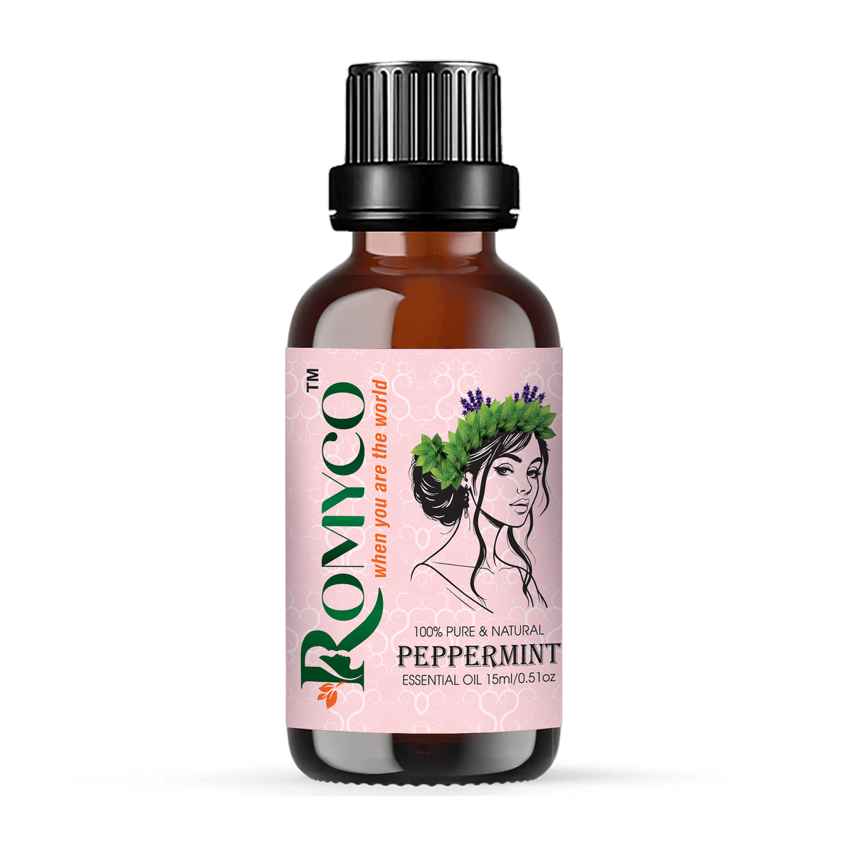 Romyco Peppermint Essential Oil for Hair Skin Care | Natural Cooling & Soothing Aroma | Focus & Mental Clarity | Use in Diffuser | Pure Premium Natural Undiluted